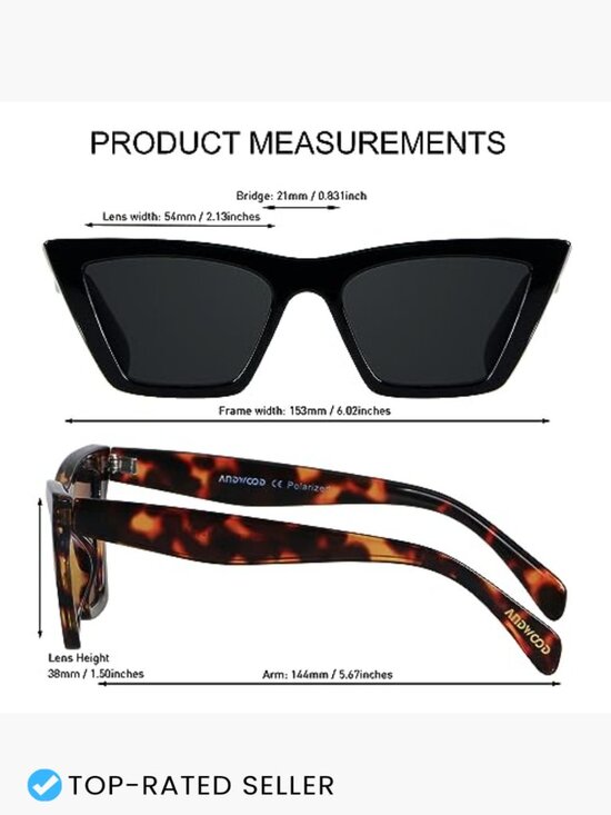 Cat Eye Sunglasses Polarized Retro Vintage Classic Square Oversized Frame UV main image 4